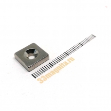 Неодимовый магнит призма 12х12х3 мм с зенковкой 3,5/6 мм