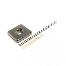 Неодимовый магнит призма 15х15х3 мм с зенковкой 3/6 мм