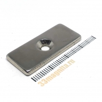 Неодимовый магнит призма 35х15х3 мм с зенковкой 4/8 мм