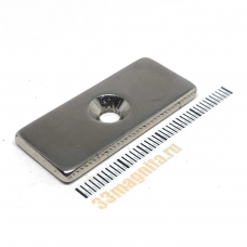 Неодимовый магнит призма 35х15х3 мм с зенковкой 4/8 мм